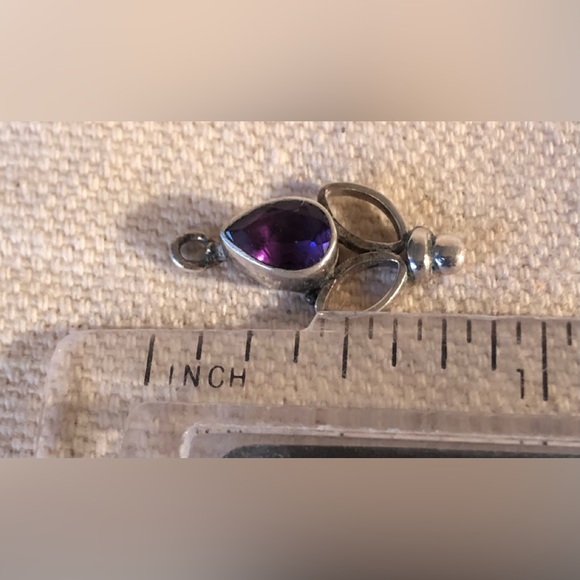 Sterling Silver & Amethyst Tulip Bloom Charm-needs jump ring - Picture 6 of 6